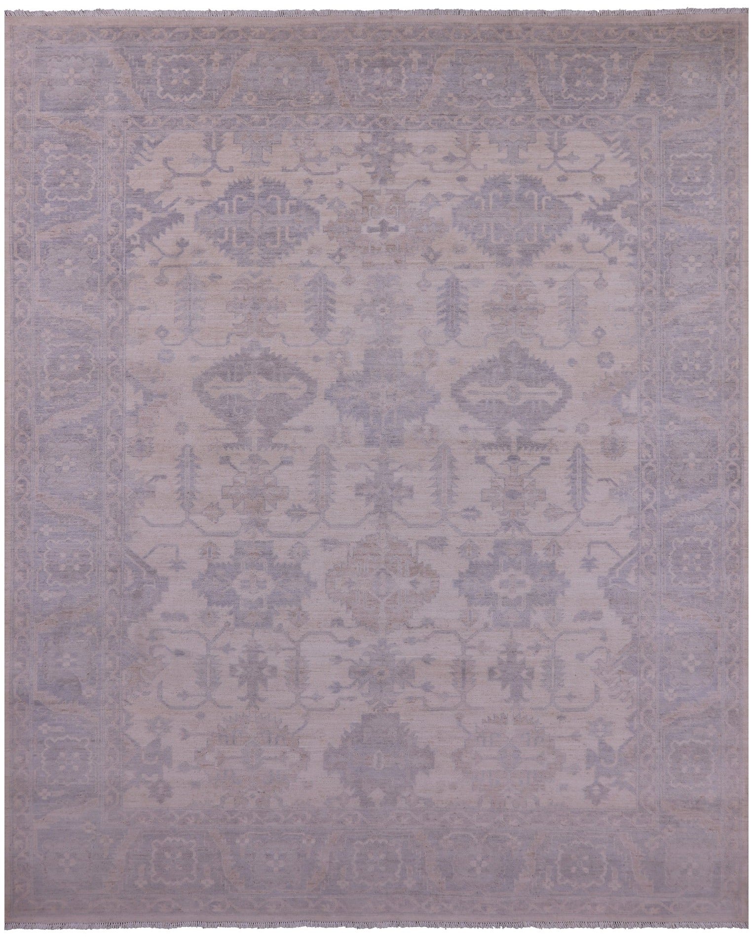Ivory Turkish Oushak Handmade Wool Rug - 8' 2" X 9' 9" - Golden Nile