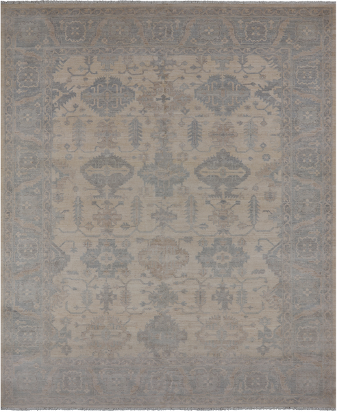 Ivory Turkish Oushak Handmade Wool Rug - 8' 2" X 9' 9"