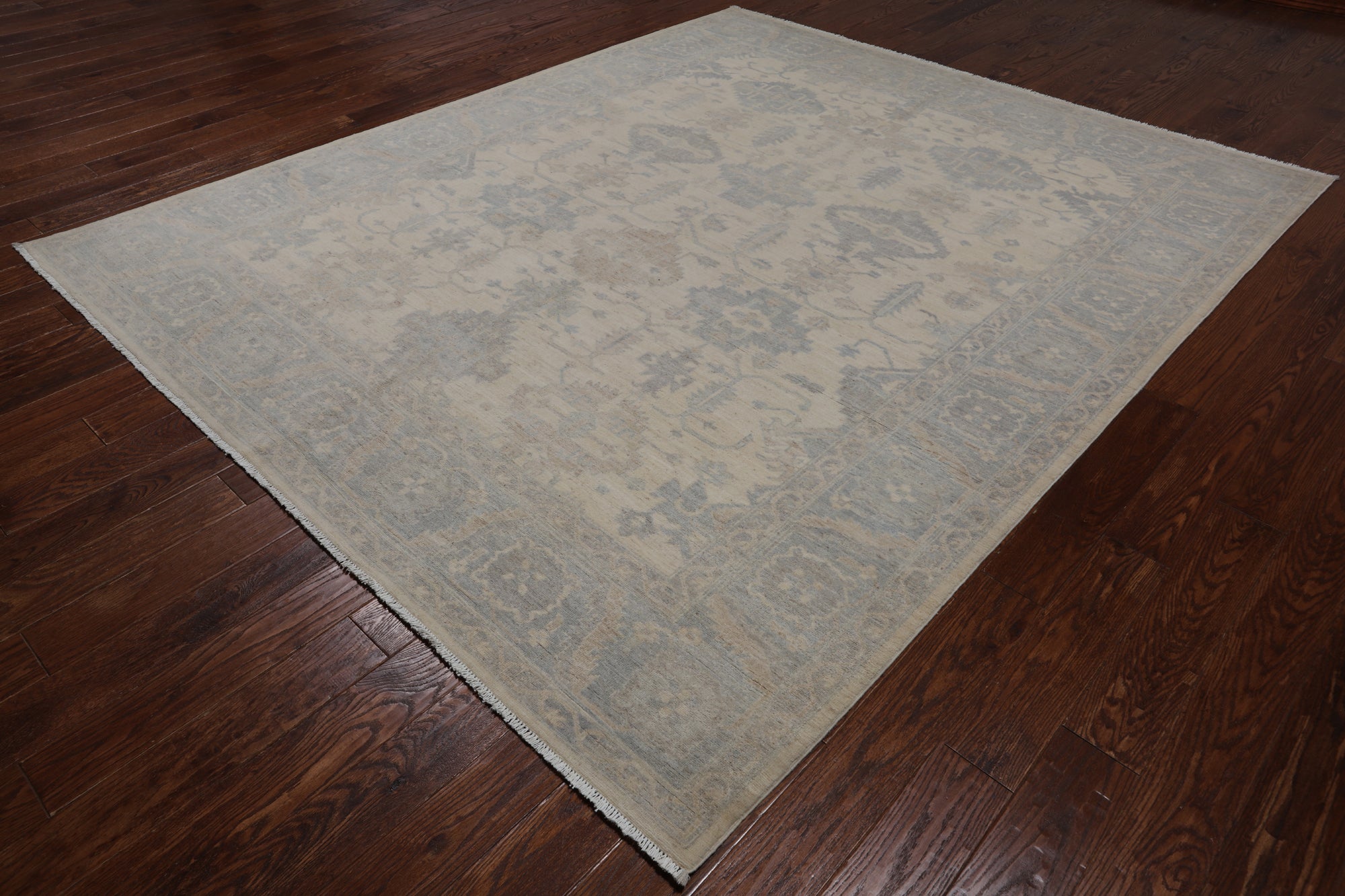 Ivory Turkish Oushak Handmade Wool Rug - 8' 2" X 9' 9"
