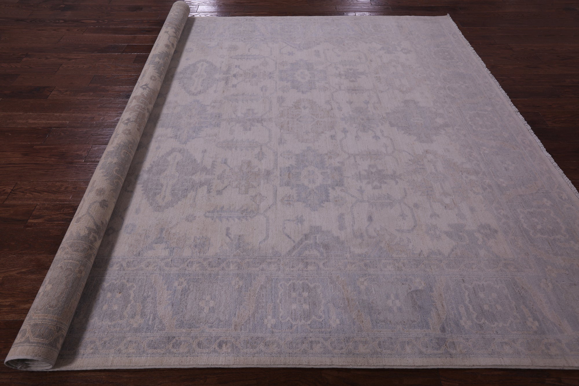 Ivory Turkish Oushak Handmade Wool Rug - 8' 2" X 9' 9" - Golden Nile