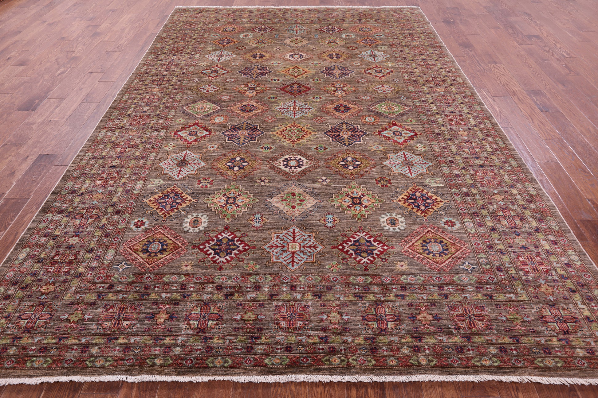 Super Kazak Hand Knotted Wool Rug - 8' 2" X 11' 8" - Golden Nile