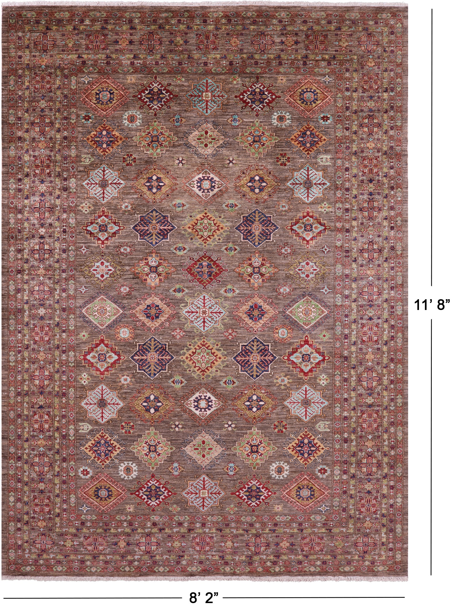 Super Kazak Hand Knotted Wool Rug - 8' 2" X 11' 8" - Golden Nile