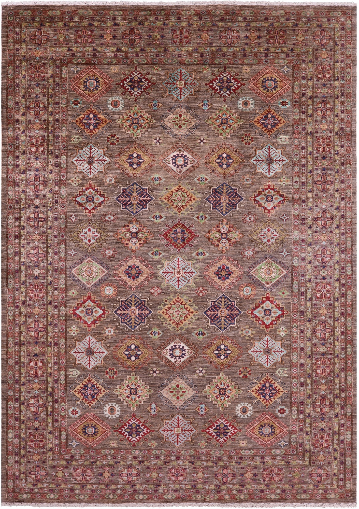 Super Kazak Hand Knotted Wool Rug - 8' 2" X 11' 8" - Golden Nile