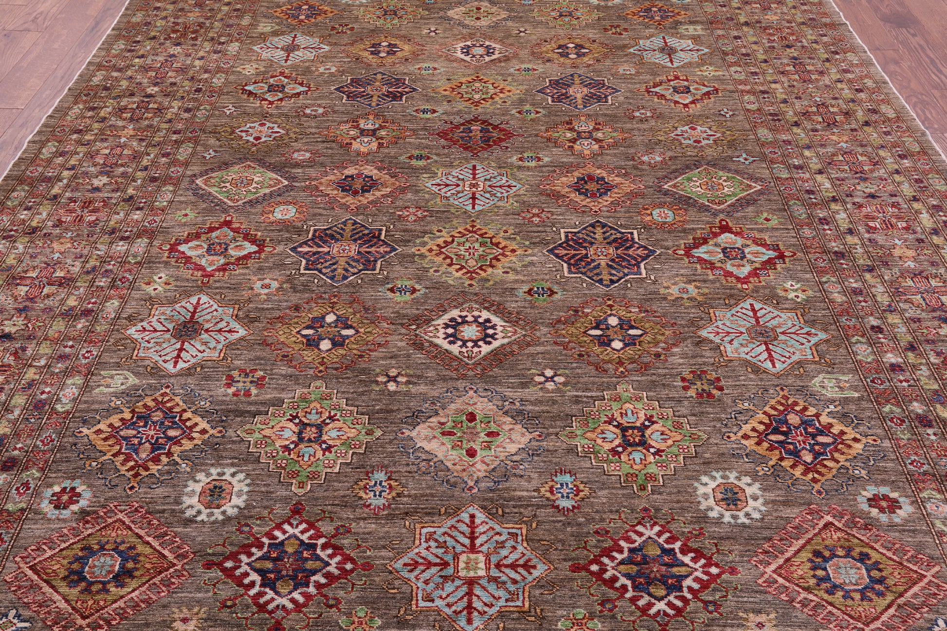 Super Kazak Hand Knotted Wool Rug - 8' 2" X 11' 8" - Golden Nile