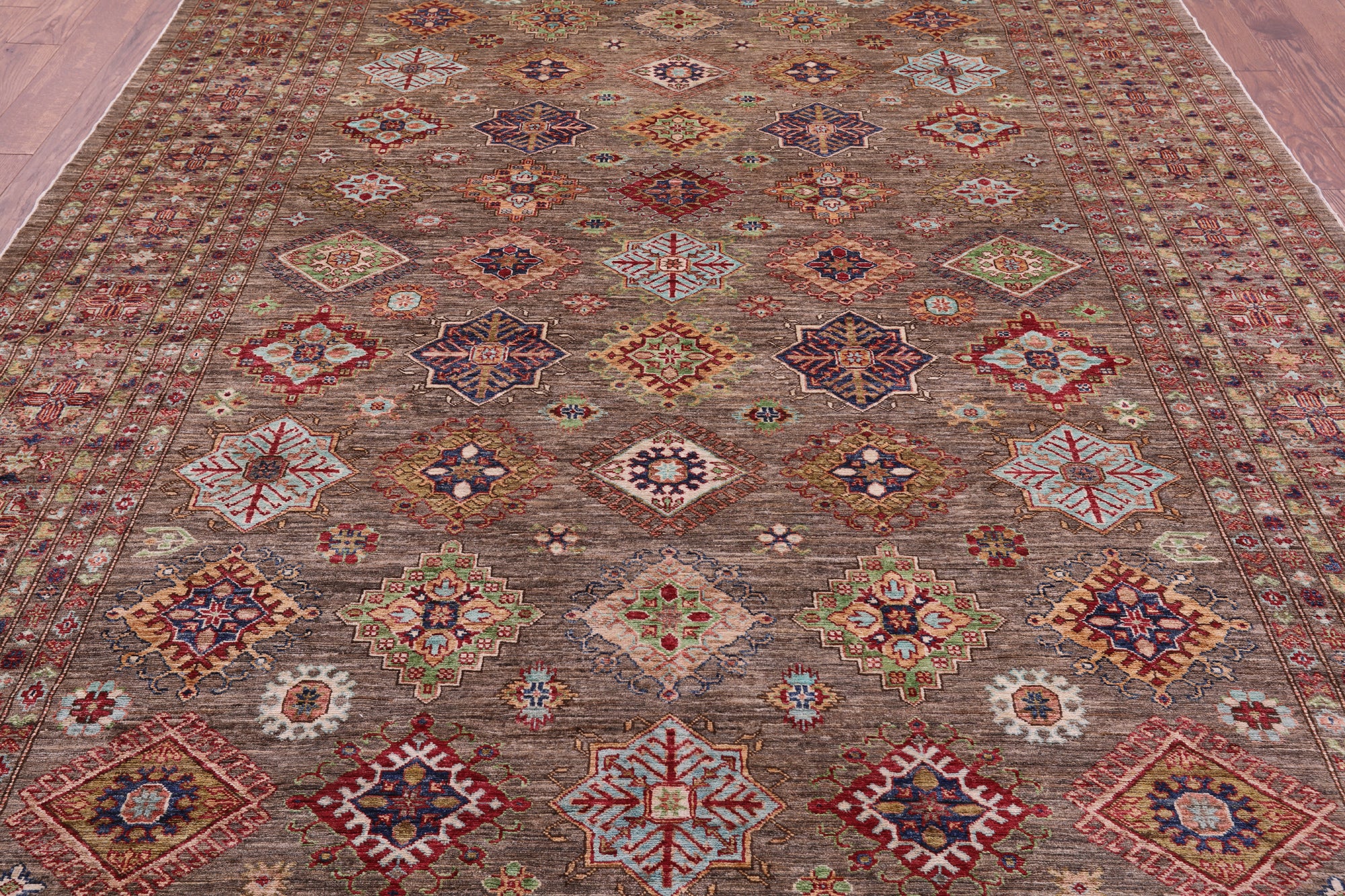 Super Kazak Hand Knotted Wool Rug - 8' 2" X 11' 8" - Golden Nile
