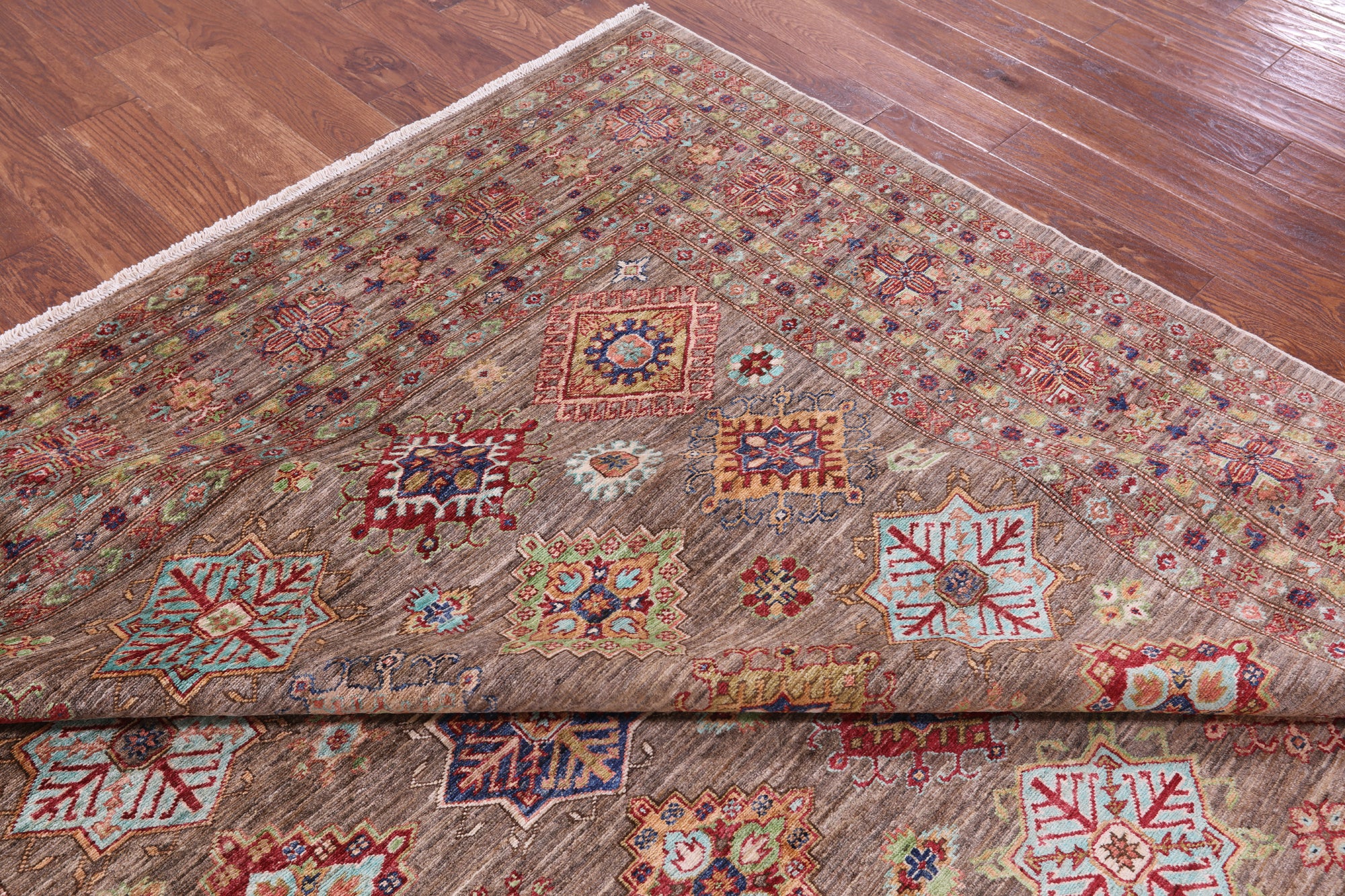 Super Kazak Hand Knotted Wool Rug - 8' 2" X 11' 8" - Golden Nile