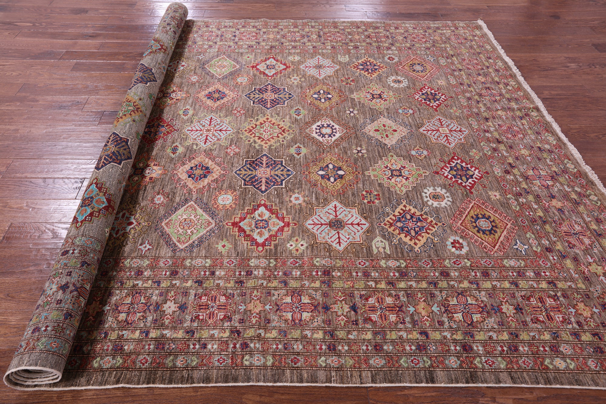 Super Kazak Hand Knotted Wool Rug - 8' 2" X 11' 8" - Golden Nile