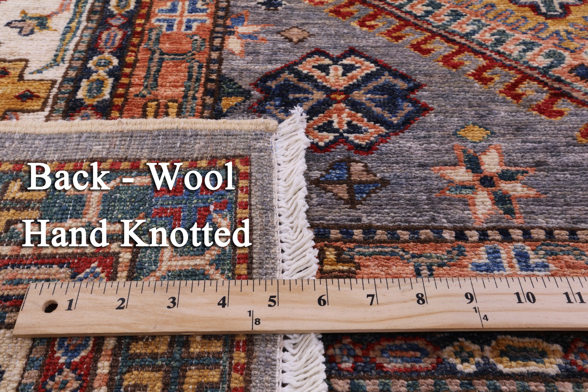 Grey Super Kazak Hand Knotted Wool Rug - 8' 4" X 10' 11" - Golden Nile