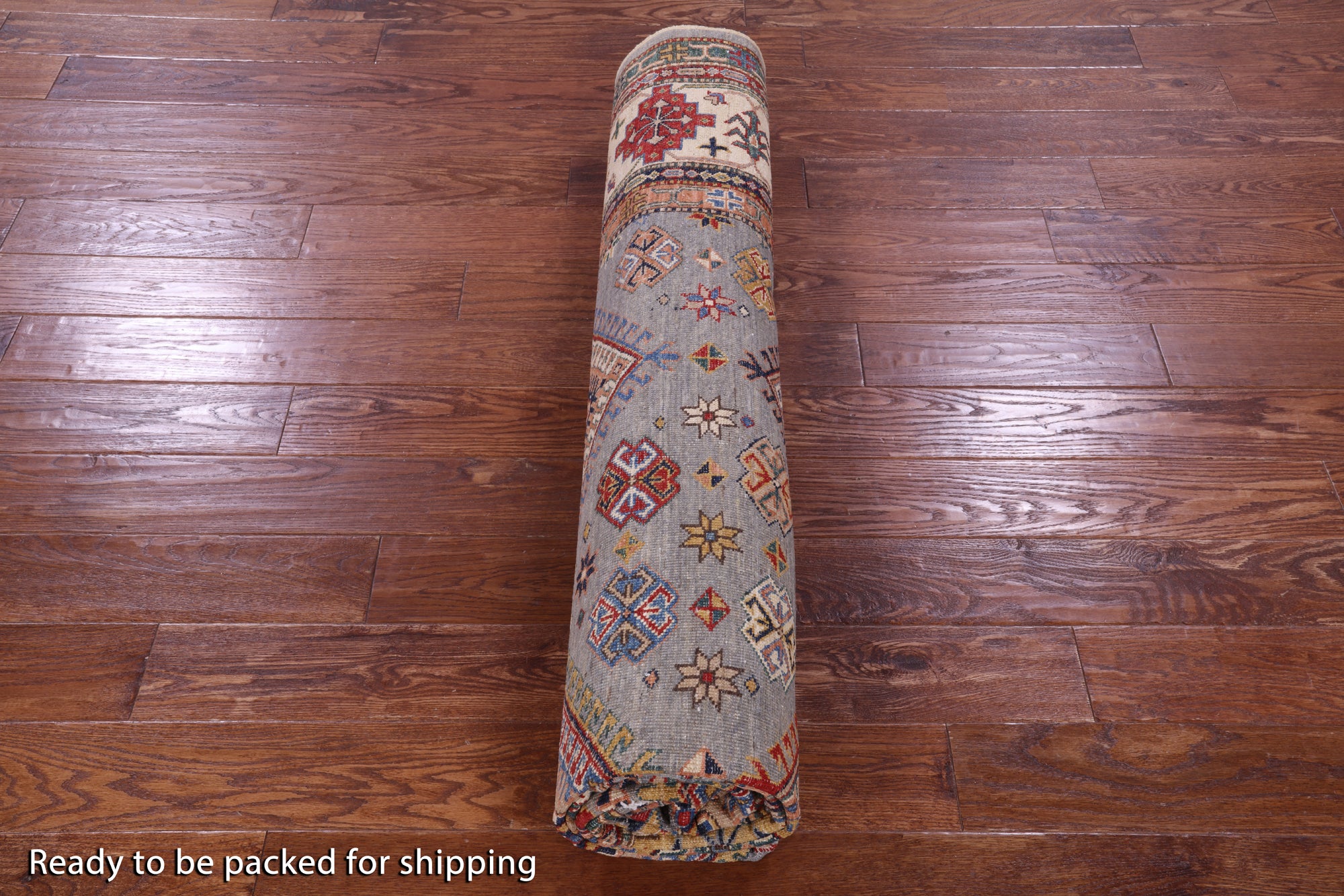 Grey Super Kazak Hand Knotted Wool Rug - 8' 4" X 10' 11" - Golden Nile