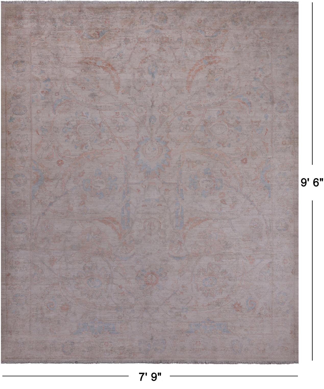 Ivory Turkish Oushak Handmade Wool Rug - 7' 9" X 9' 6"