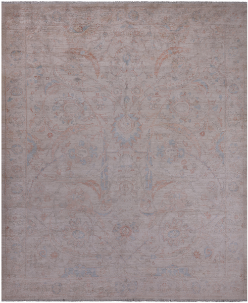 Ivory Turkish Oushak Handmade Wool Rug - 7' 9" X 9' 6"