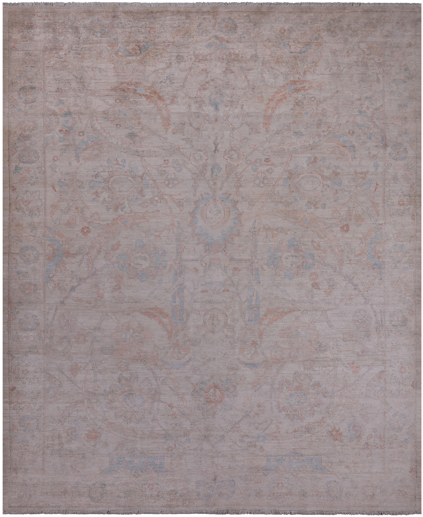 Ivory Turkish Oushak Handmade Wool Rug - 7' 9" X 9' 6"