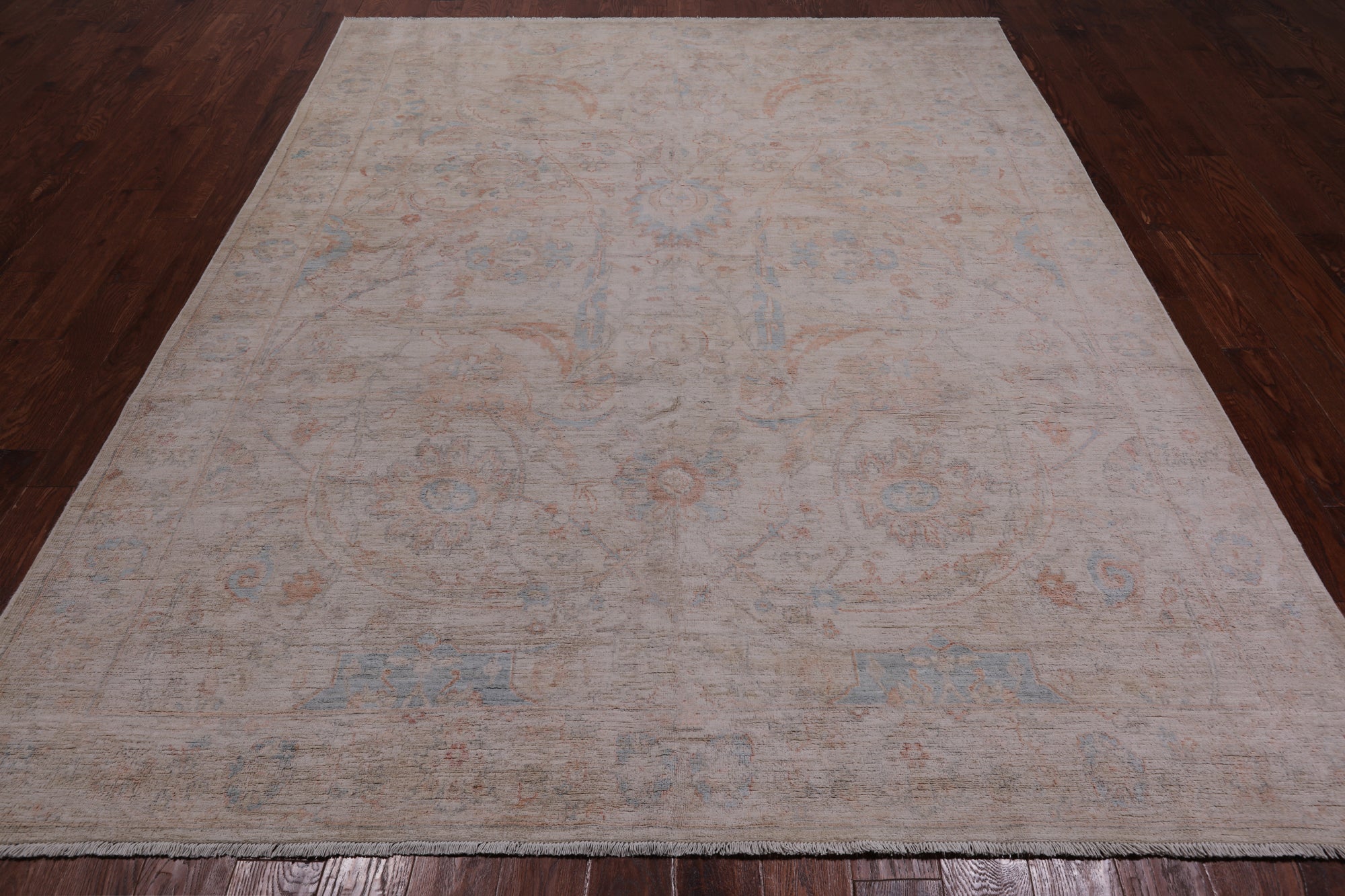 Ivory Turkish Oushak Handmade Wool Rug - 7' 9" X 9' 6"