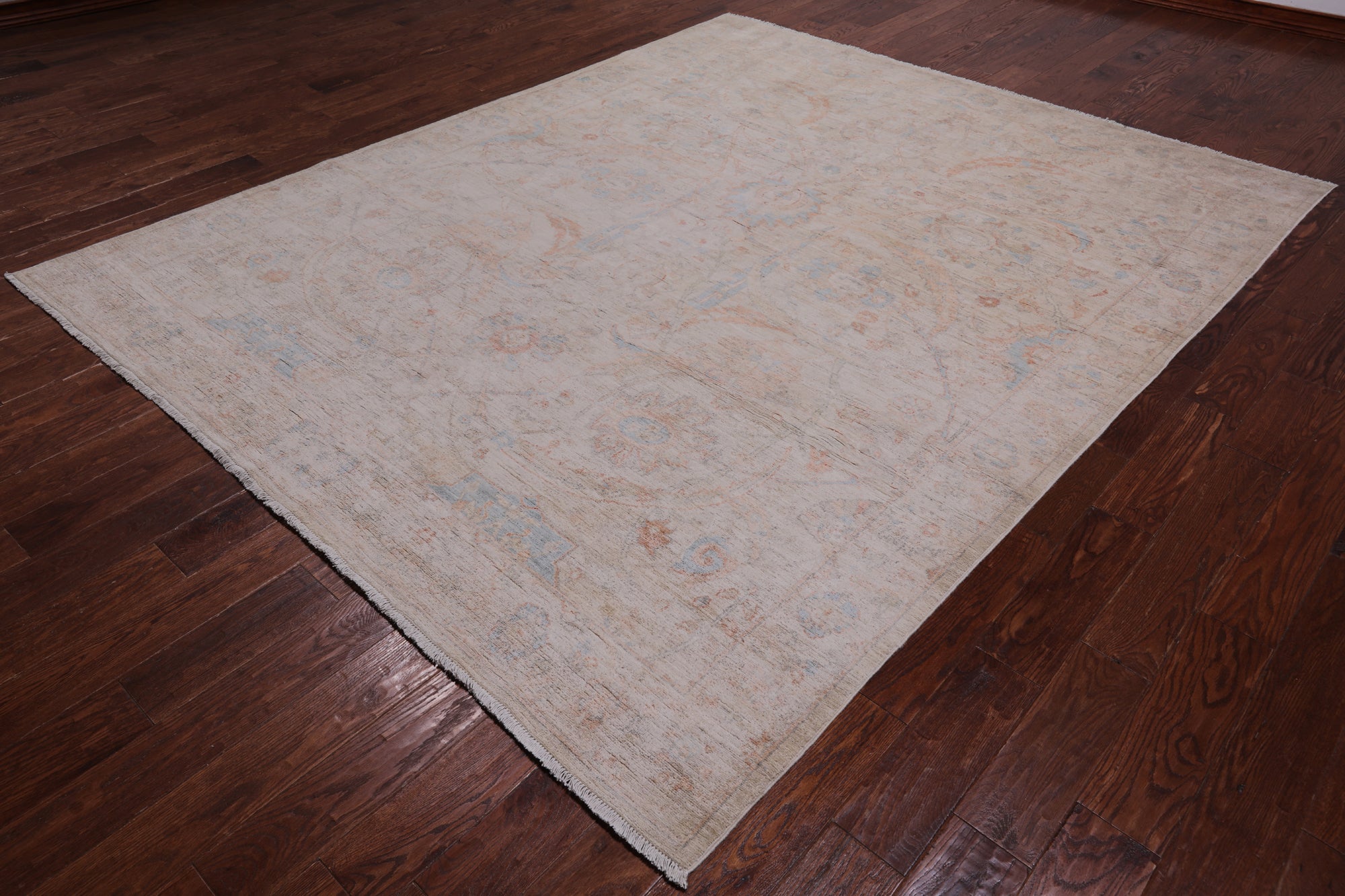 Ivory Turkish Oushak Handmade Wool Rug - 7' 9" X 9' 6"