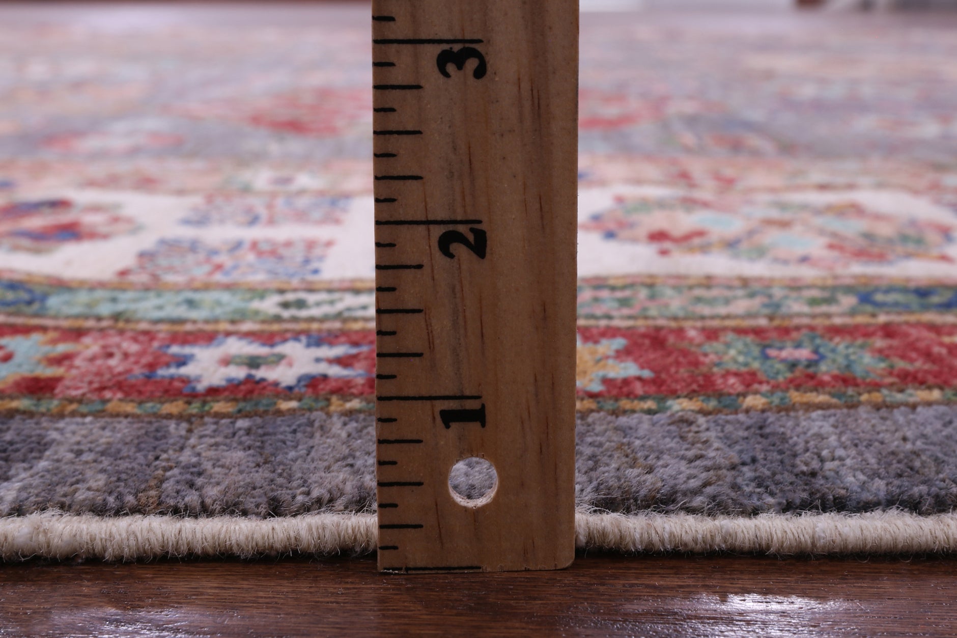 Grey Super Kazak Hand Knotted Wool Rug - 8' 4" X 9' 11" - Golden Nile