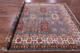 Grey Super Kazak Hand Knotted Wool Rug - 8' 4" X 9' 11" - Golden Nile