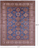 Blue Super Kazak Hand Knotted Wool Rug - 8' 1" X 10' 2" - Golden Nile