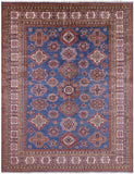 Blue Super Kazak Hand Knotted Wool Rug - 8' 1" X 10' 2" - Golden Nile