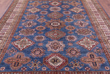 Blue Super Kazak Hand Knotted Wool Rug - 8' 1" X 10' 2" - Golden Nile
