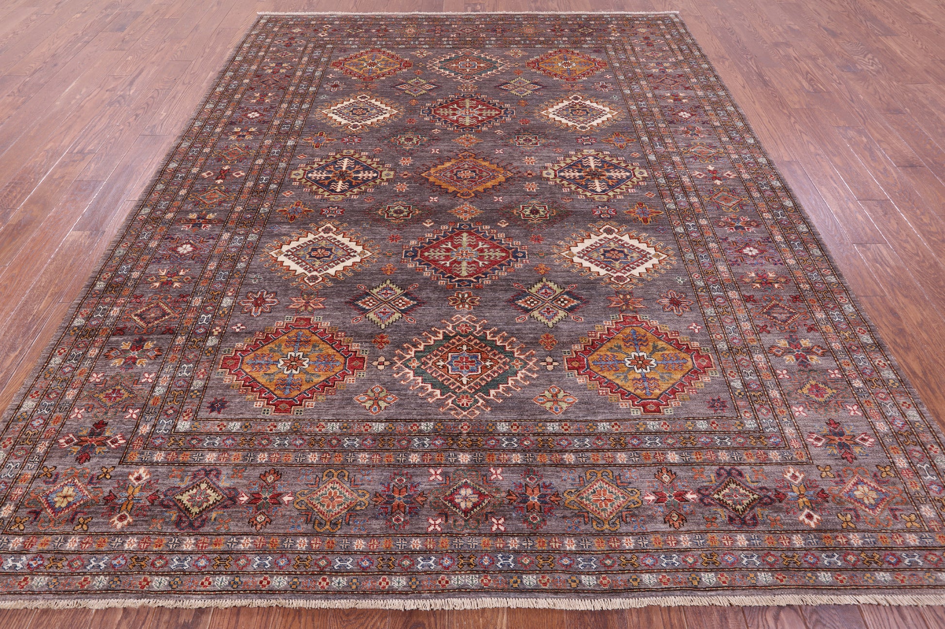 Super Kazak Handmade Wool Rug - 8' 4" X 10' 1" - Golden Nile