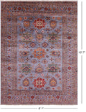 Grey Super Kazak Hand Knotted Wool Rug - 8' 1" X 10' 7" - Golden Nile