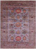 Grey Super Kazak Hand Knotted Wool Rug - 8' 1" X 10' 7" - Golden Nile