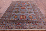 Grey Super Kazak Hand Knotted Wool Rug - 8' 1" X 10' 7" - Golden Nile