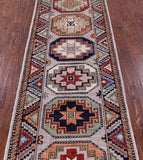 Ivory Turkmen Ersari Hand Knotted Wool Runner Rug - 2' 8" X 12' 3" - Golden Nile