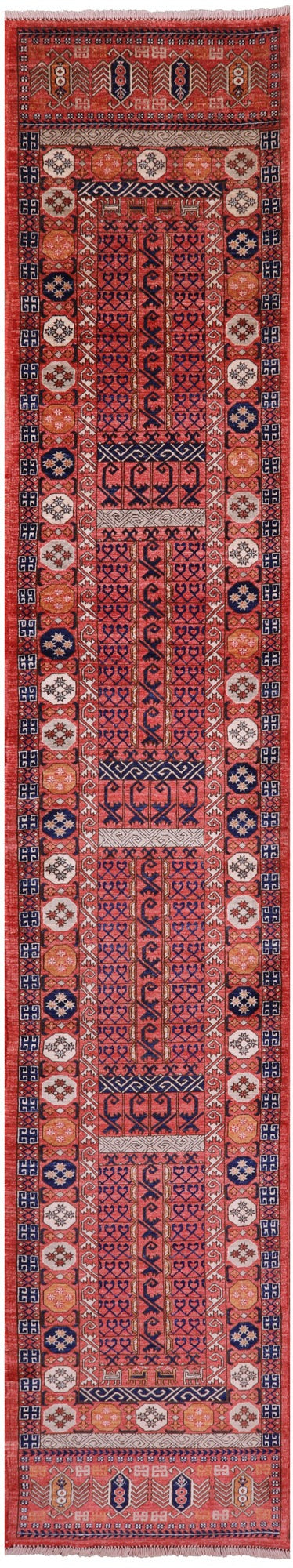 Turkmen Ersari Hand Knotted Wool Runner Rug - 2' 8