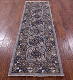 Grey Turkmen Ersari Hand Knotted Wool Runner Rug - 2' 7" X 8' 2" - Golden Nile