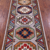 Grey Turkmen Ersari Hand Knotted Wool Runner Rug - 2' 9" X 9' 11" - Golden Nile