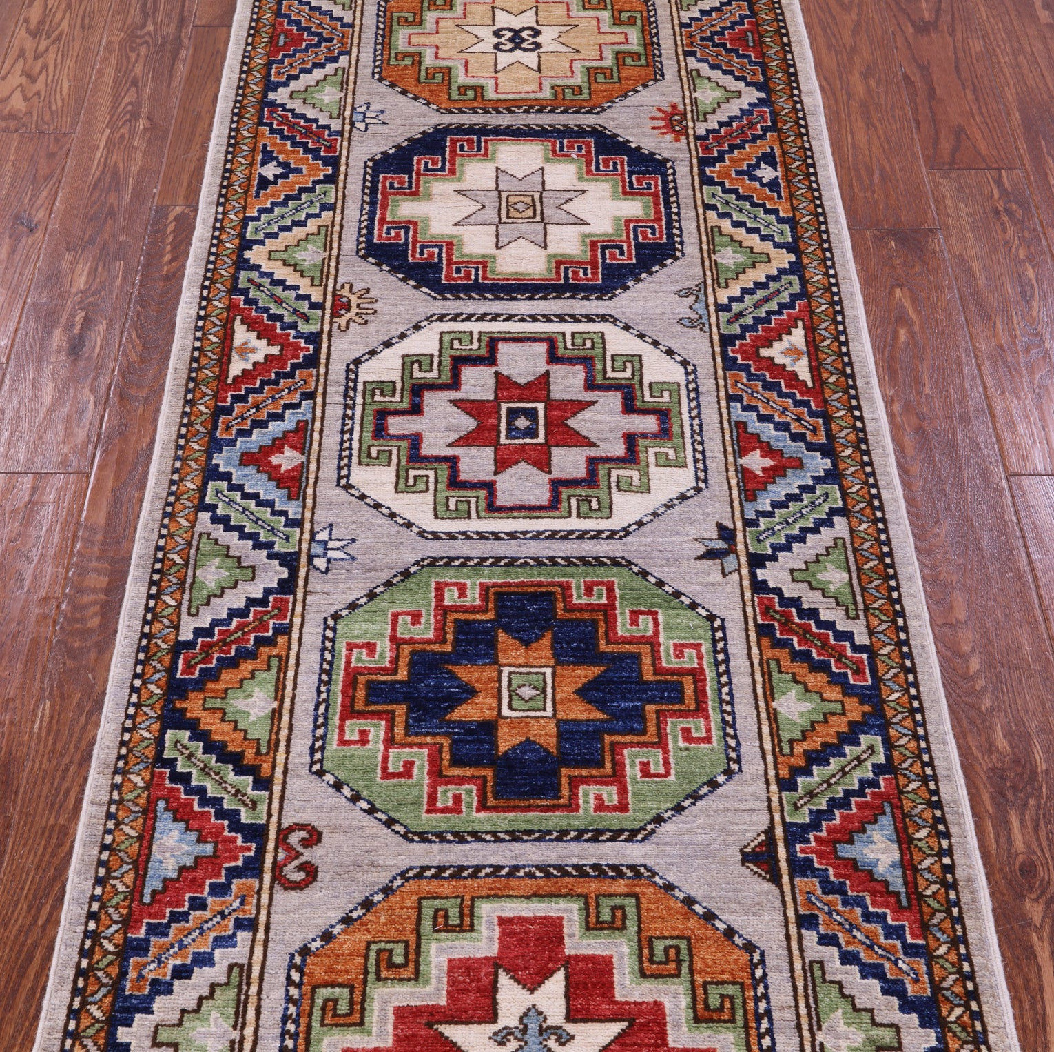 Grey Turkmen Ersari Hand Knotted Wool Runner Rug - 2' 9" X 9' 11" - Golden Nile