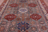 Grey Super Kazak Hand Knotted Wool Rug - 8' 6" X 9' 11" - Golden Nile