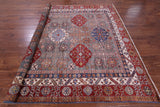 Grey Super Kazak Hand Knotted Wool Rug - 8' 6" X 9' 11" - Golden Nile
