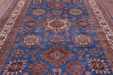 Blue Super Kazak Hand Knotted Wool Rug - 8' 0" X 10' 6" - Golden Nile