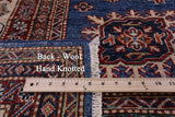 Blue Super Kazak Hand Knotted Wool Rug - 8' 0" X 10' 6" - Golden Nile