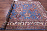 Blue Super Kazak Hand Knotted Wool Rug - 8' 0" X 10' 6" - Golden Nile