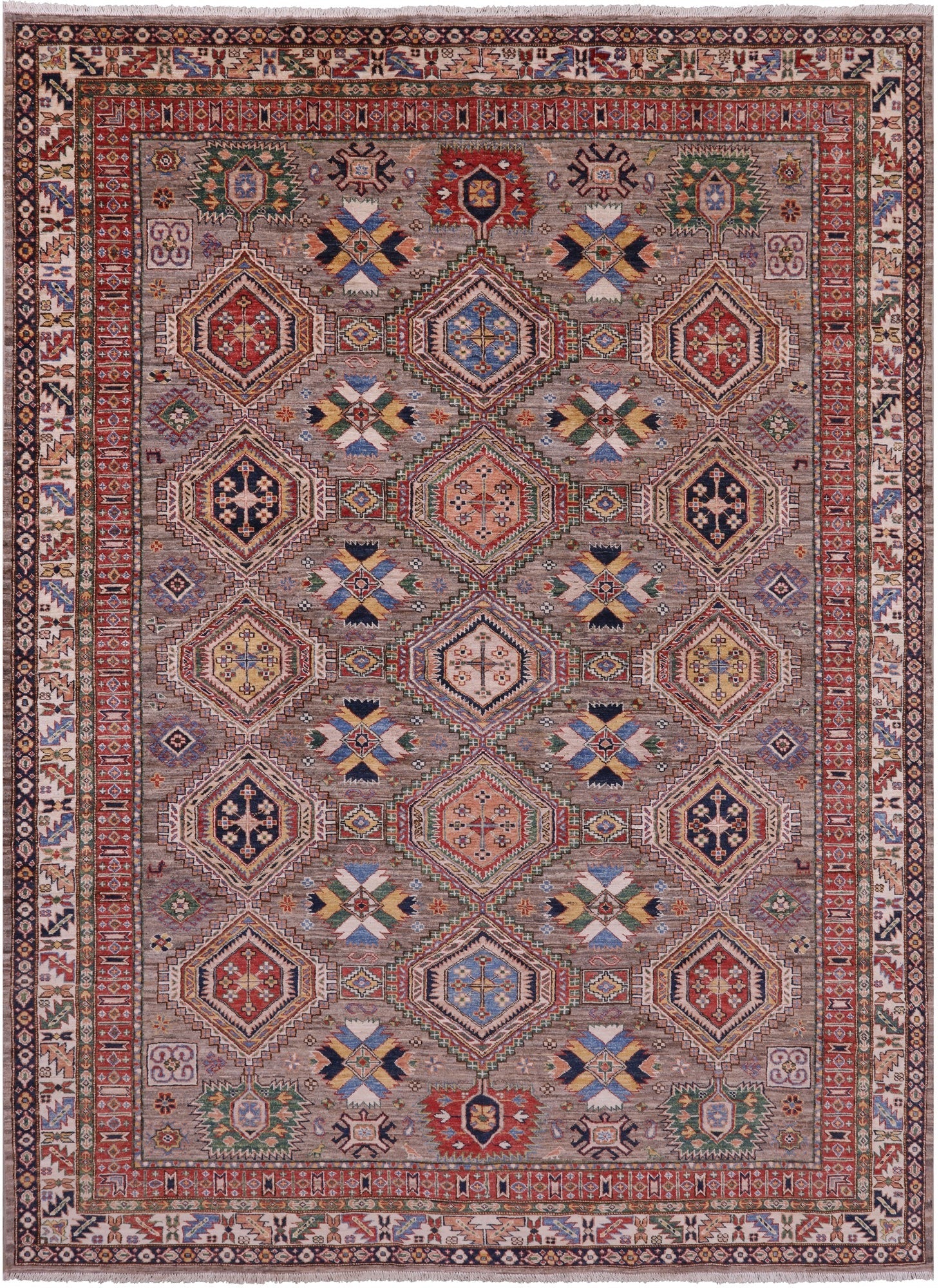 Super Kazak Hand Knotted Wool Rug - 8' 2" X 11' 1" - Golden Nile