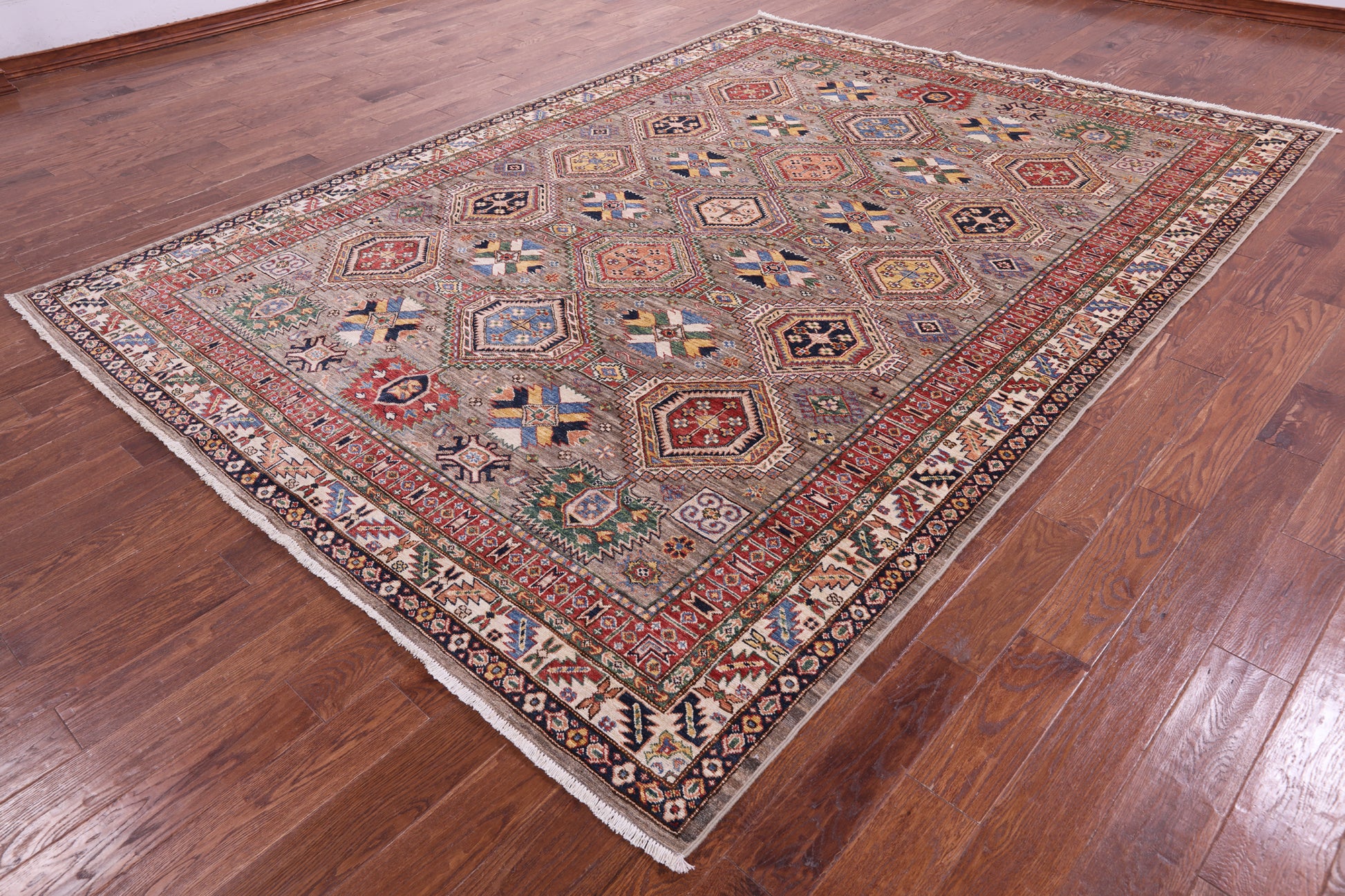 Super Kazak Hand Knotted Wool Rug - 8' 2" X 11' 1" - Golden Nile