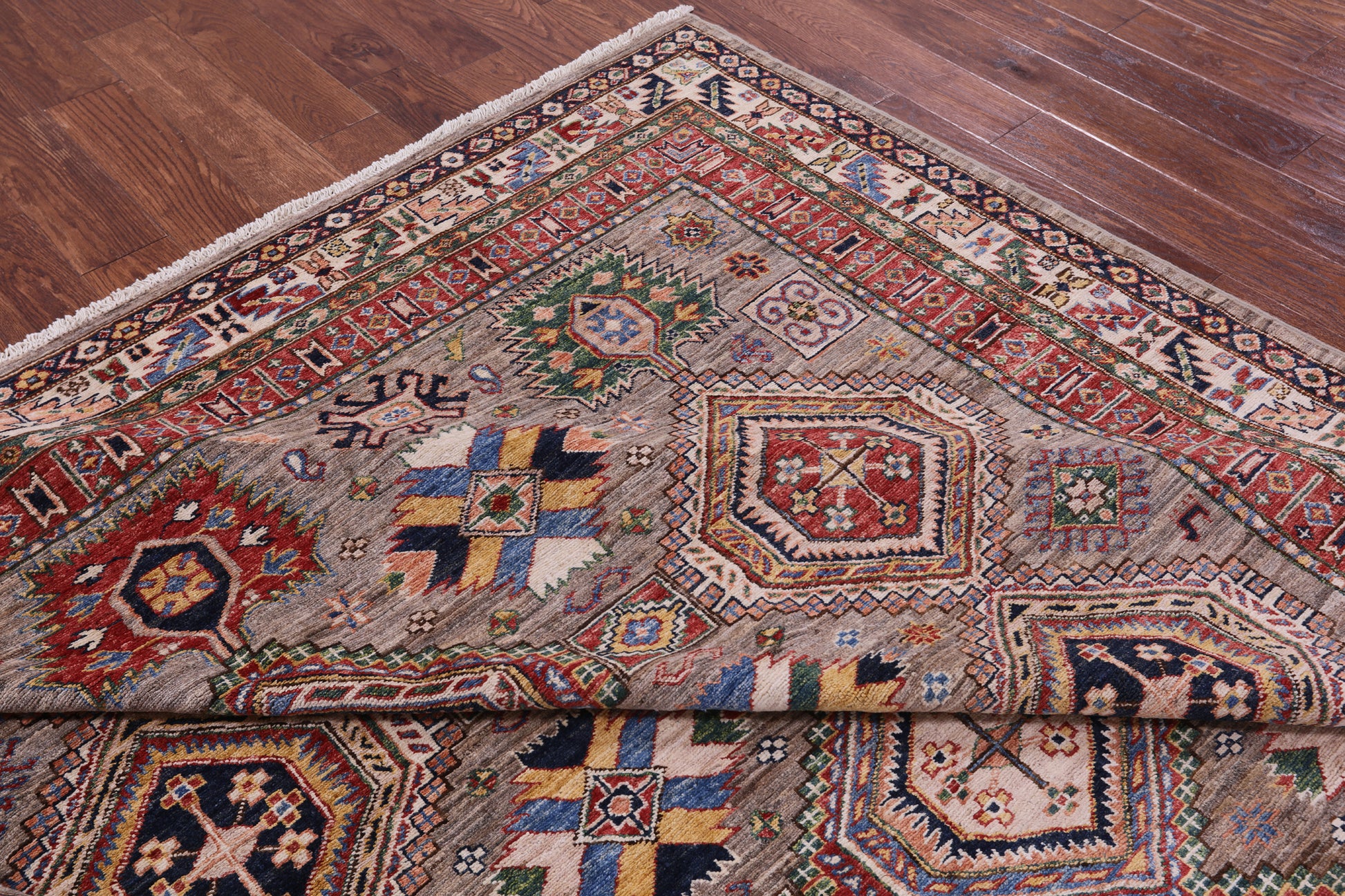 Super Kazak Hand Knotted Wool Rug - 8' 2" X 11' 1" - Golden Nile