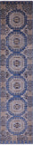 Blue Turkmen Ersari Hand Knotted Wool Runner Rug - 2' 10" X 12' 6" - Golden Nile
