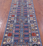 Blue Turkmen Ersari Hand Knotted Wool Rug - 2' 9" X 11' 11" - Golden Nile