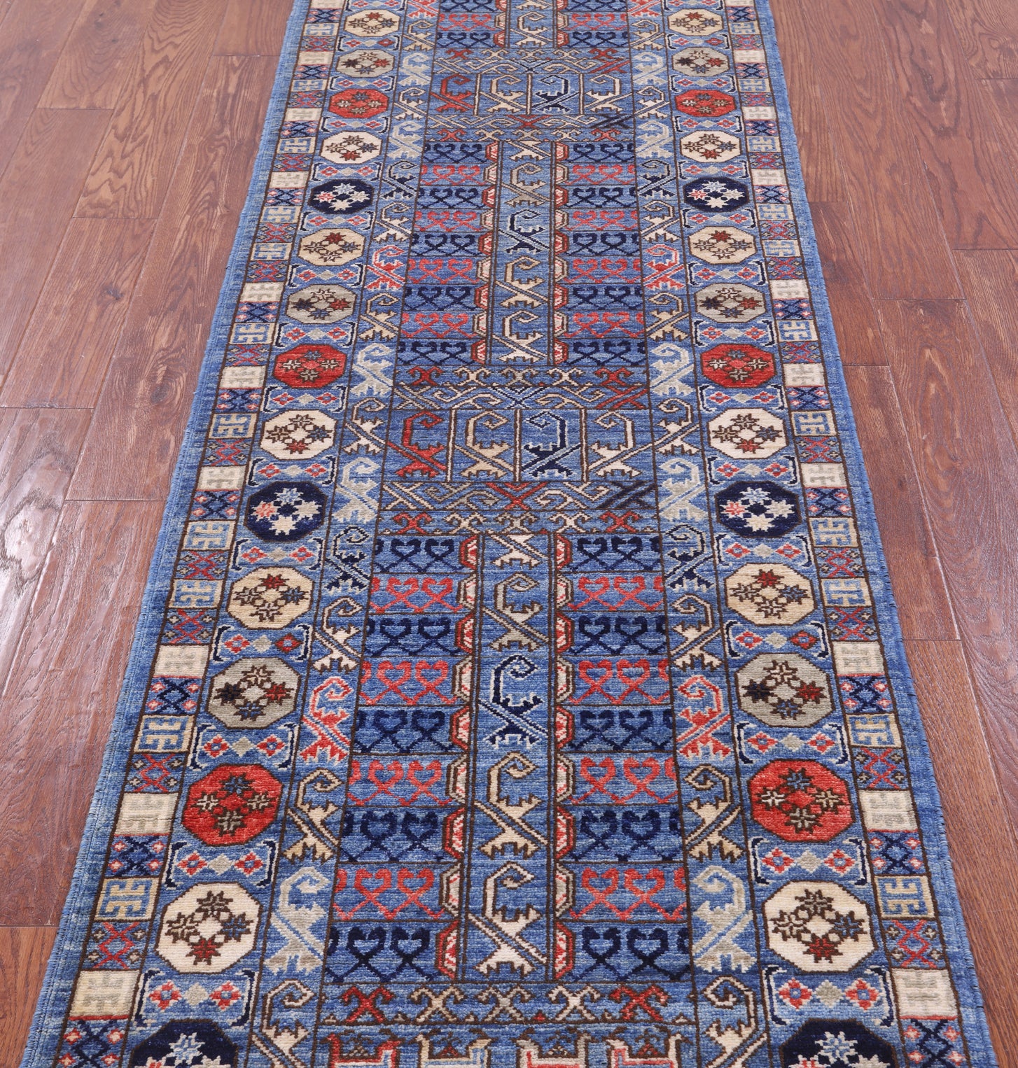 Blue Turkmen Ersari Hand Knotted Wool Rug - 2' 9" X 11' 11" - Golden Nile