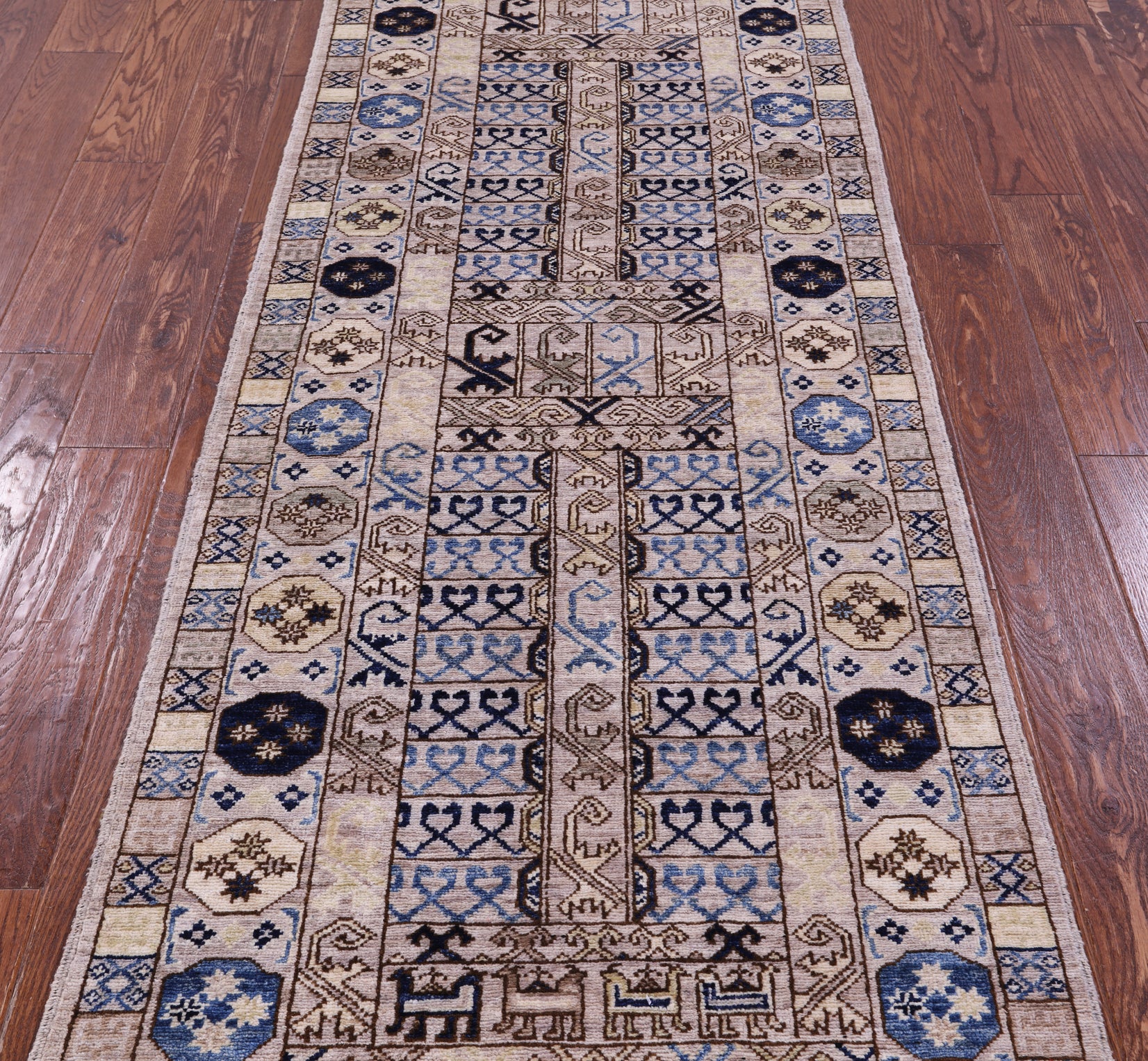 Grey Turkmen Ersari Hand Knotted Wool Runner Rug - 2' 9" X 11' 11" - Golden Nile
