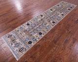 Grey Turkmen Ersari Hand Knotted Wool Runner Rug - 2' 9" X 11' 11" - Golden Nile
