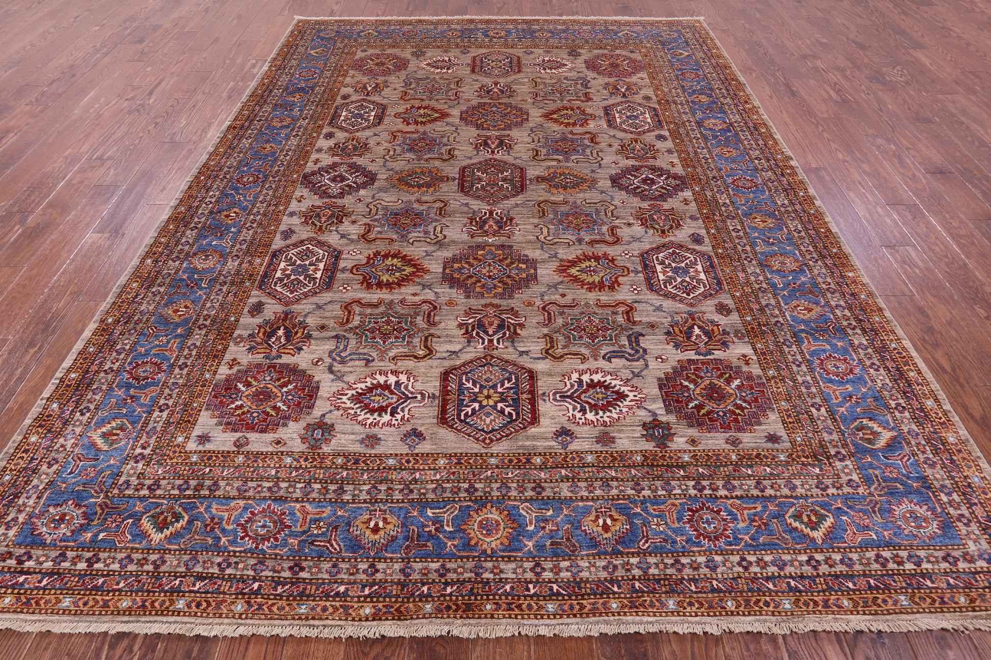 Super Kazak Hand Knotted Wool Rug - 8' 1" X 10' 10" - Golden Nile