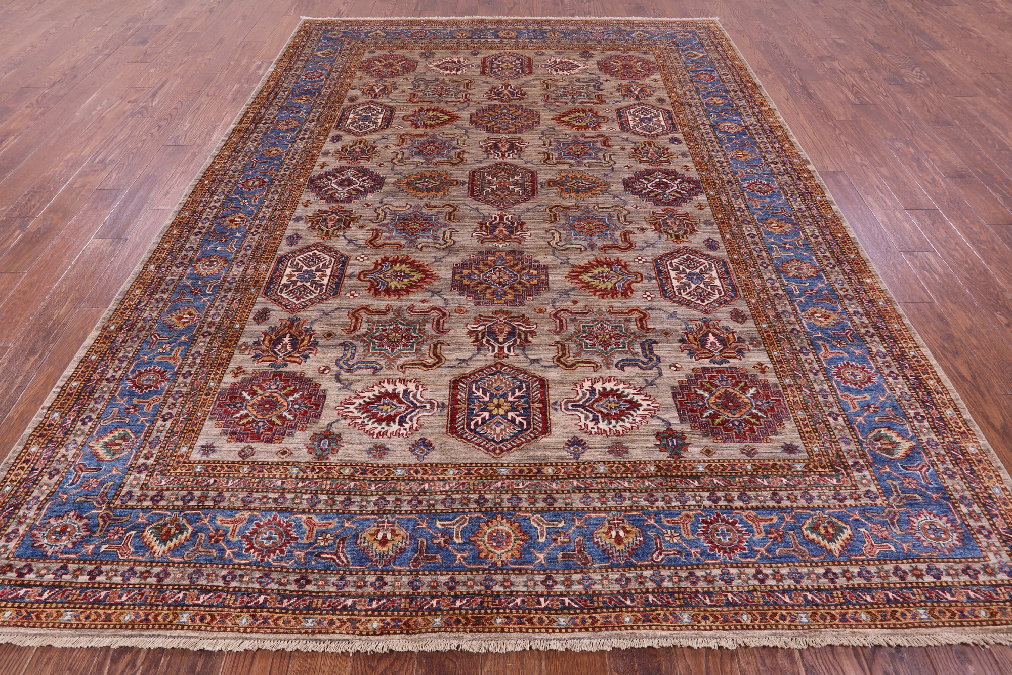 Super Kazak Hand Knotted Wool Rug - 8' 1" X 10' 10" - Golden Nile