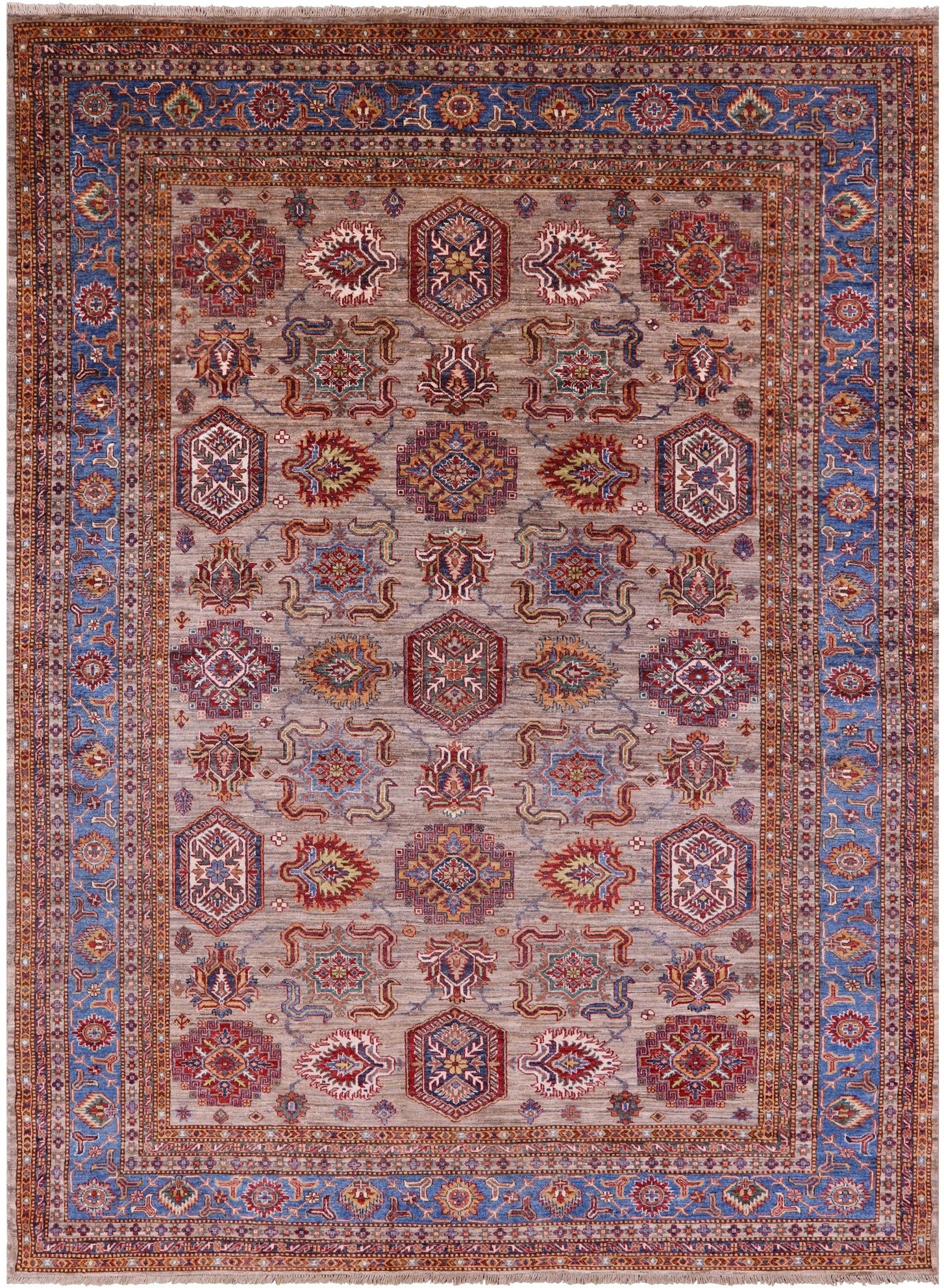 Super Kazak Hand Knotted Wool Rug - 8' 1" X 10' 10" - Golden Nile