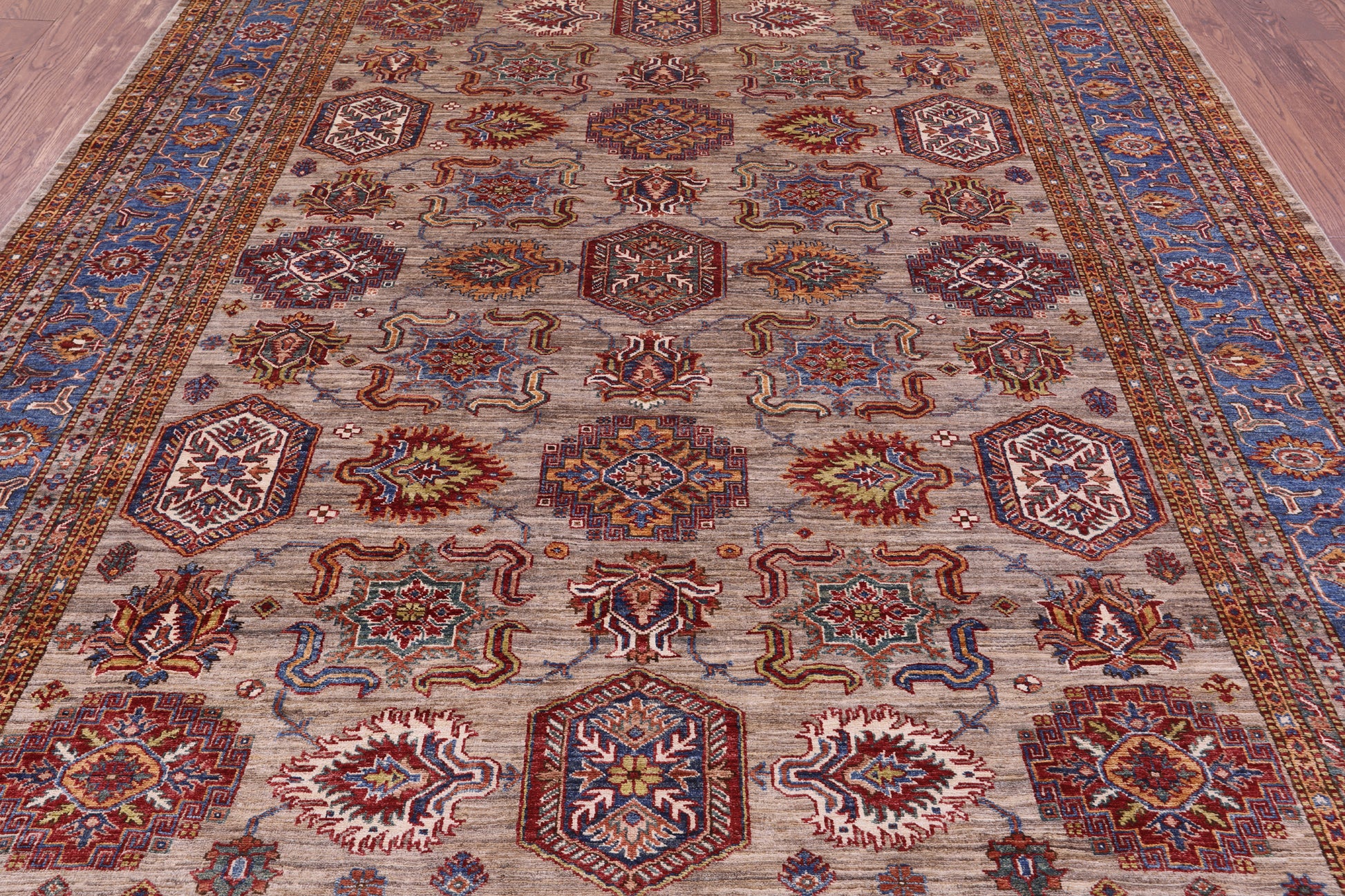 Super Kazak Hand Knotted Wool Rug - 8' 1" X 10' 10" - Golden Nile