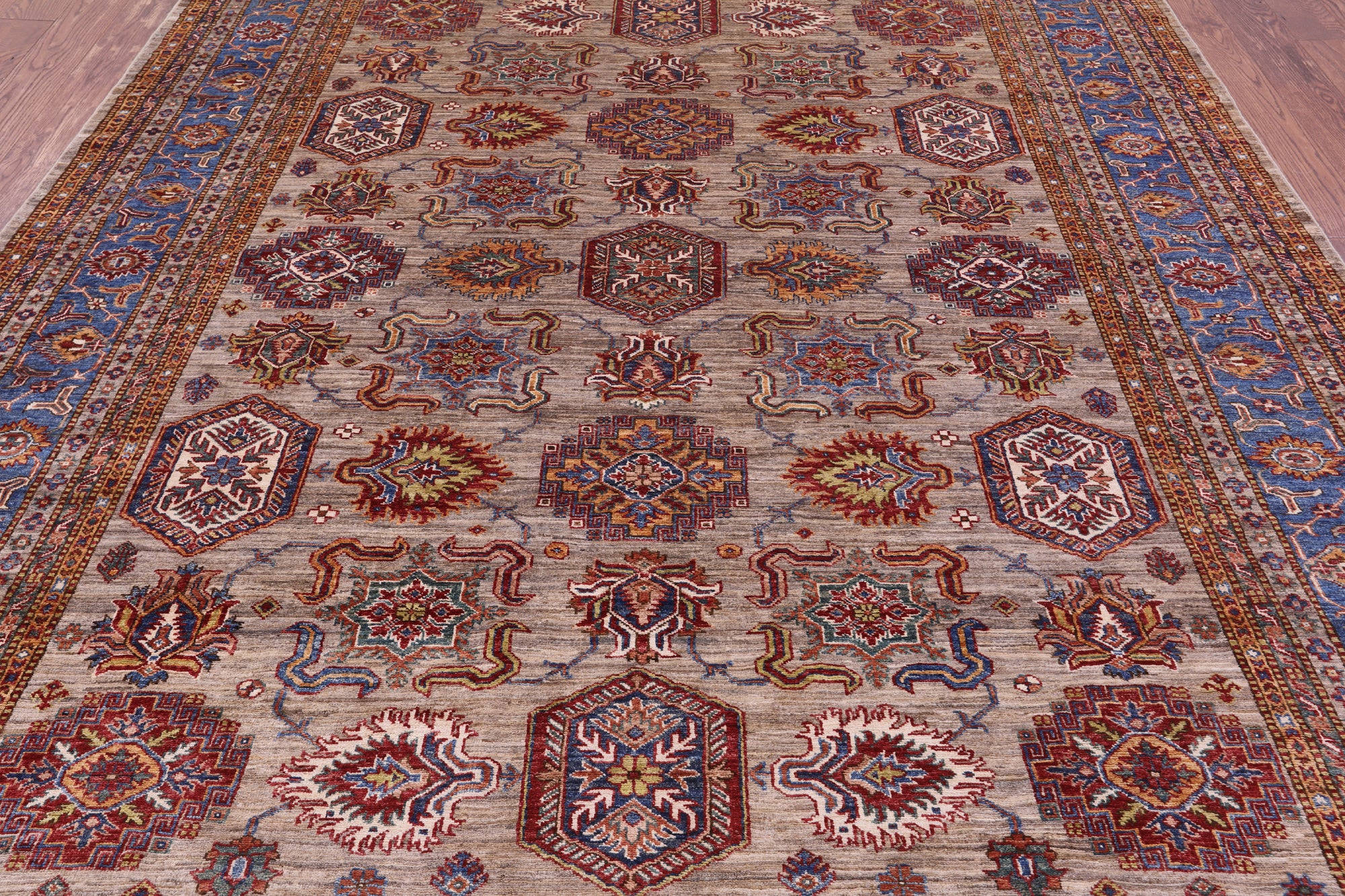 Super Kazak Hand Knotted Wool Rug - 8' 1" X 10' 10" - Golden Nile